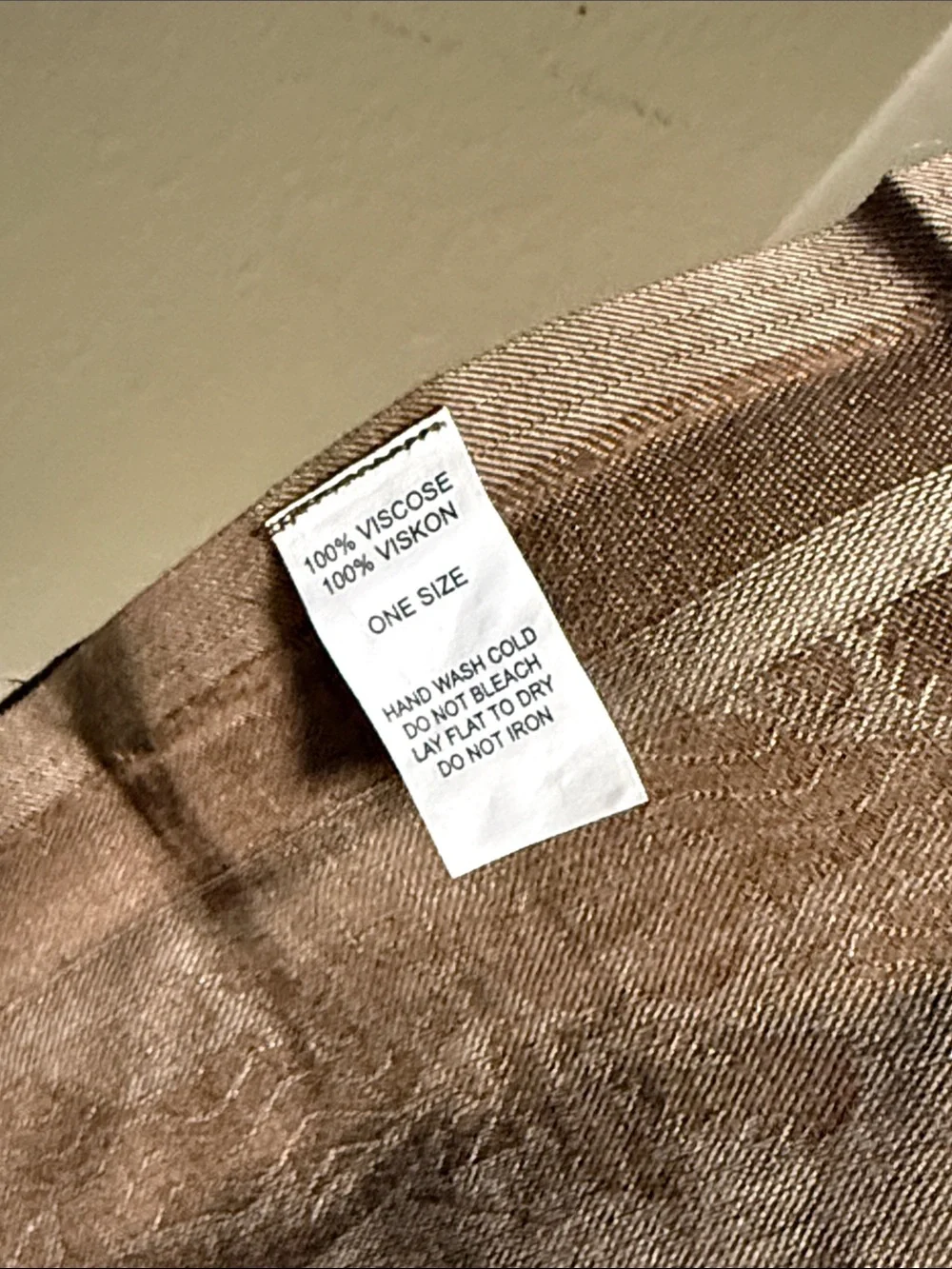 Brown Floral Jacquard Oversized Wrap‎ Scarf Fringe Trim One Size NWOT